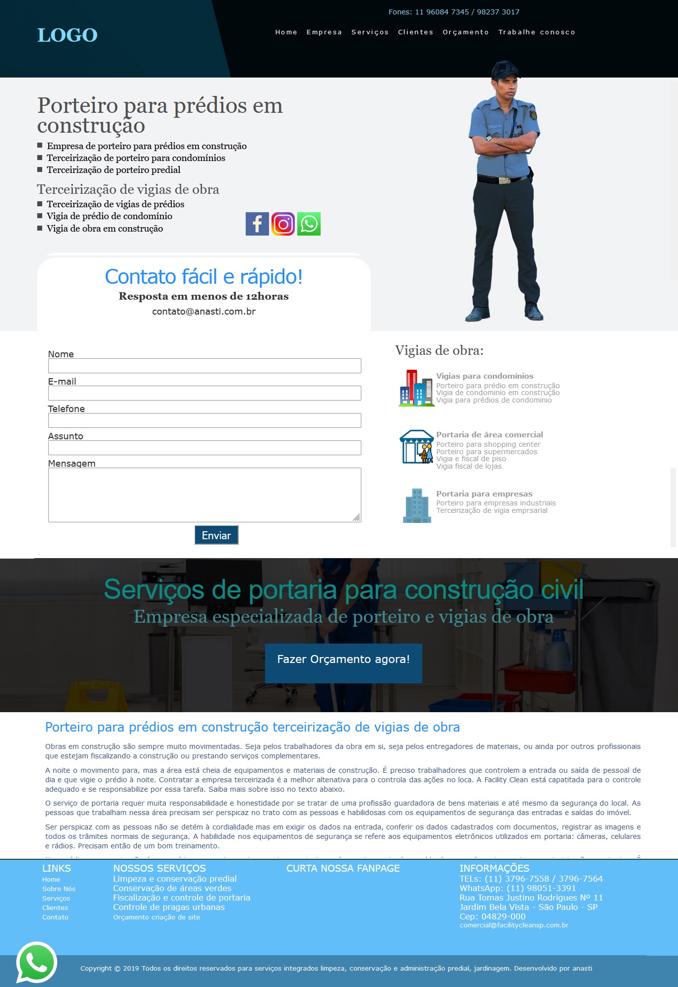 Modelo de template para empresas de controle de acesso portaria