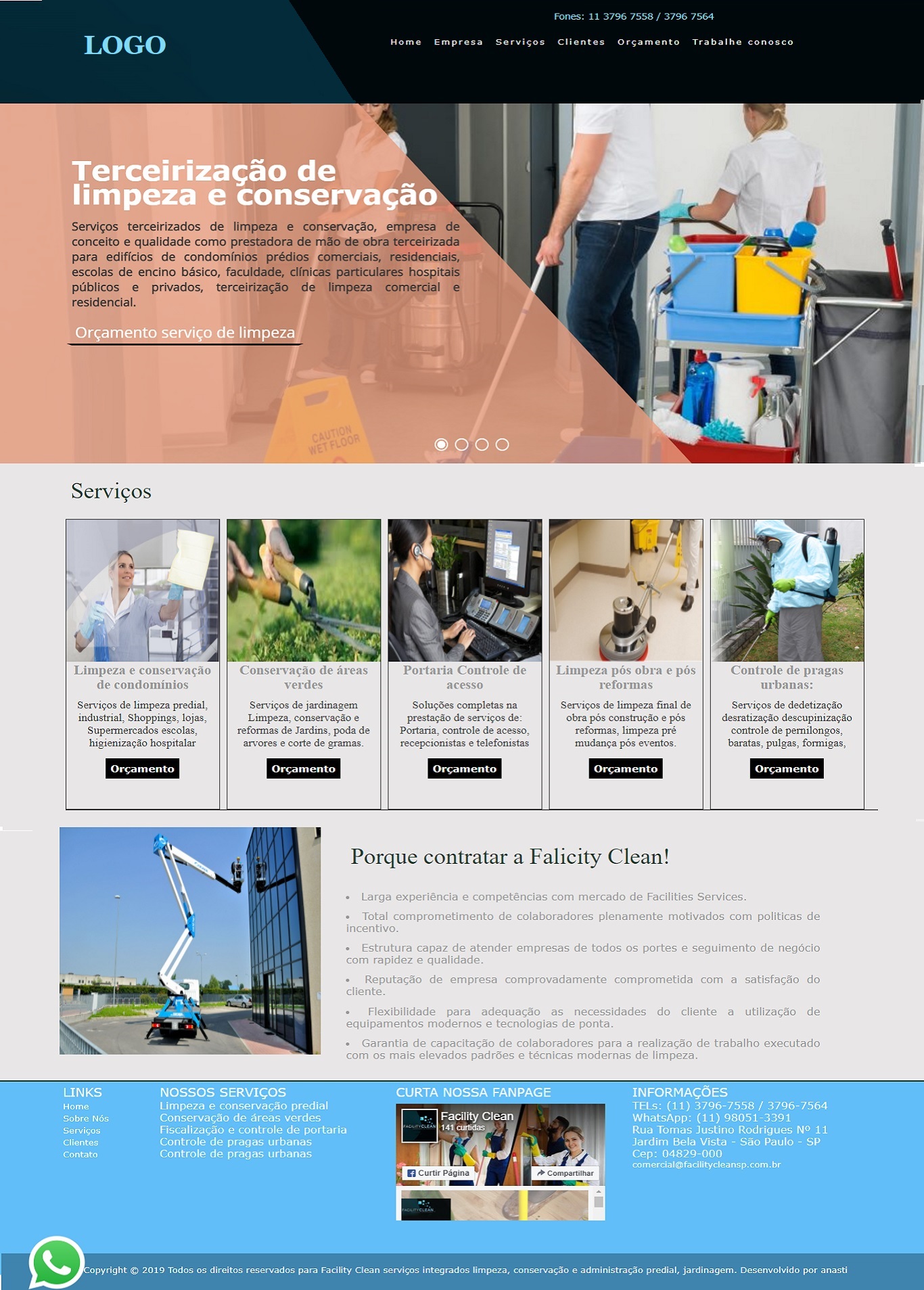 Modelo de template para facility servios clean layout service