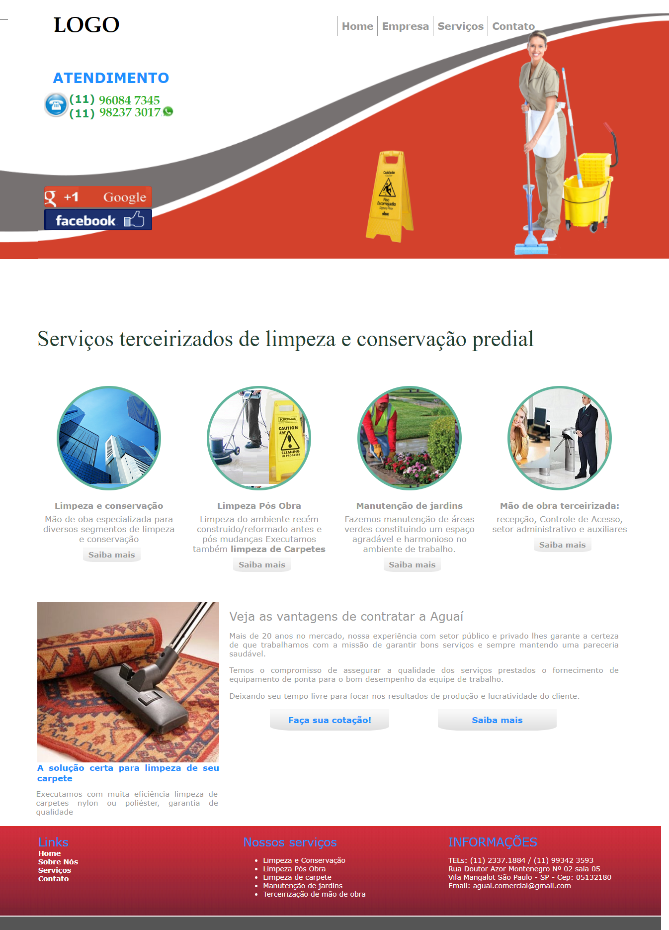 Template simples para empresa limpadora Layout limpeza ps obras