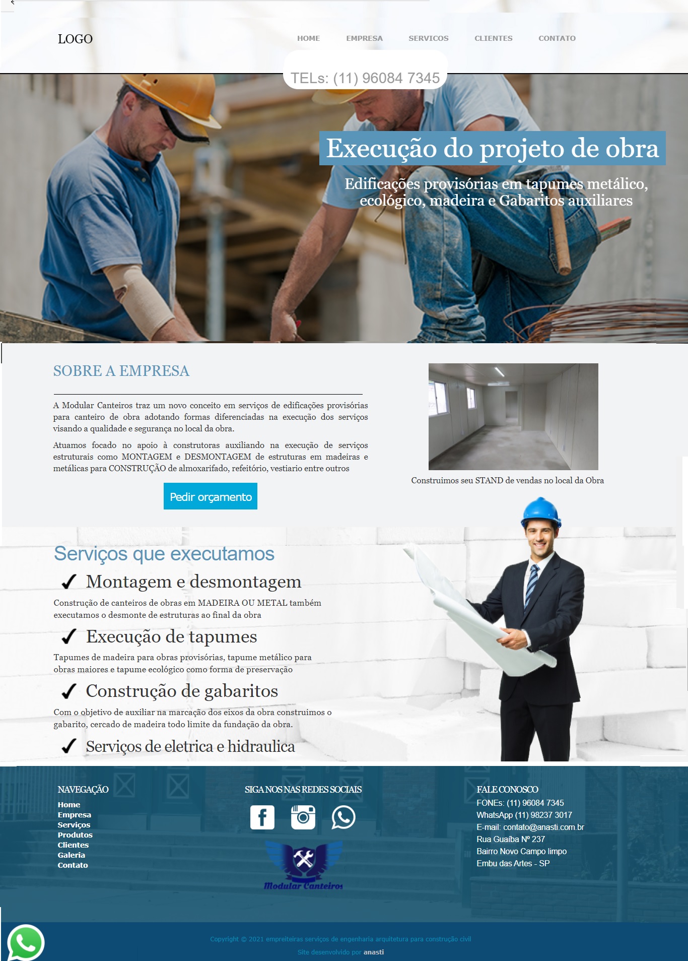 Layout pronto para empreiteiras empresas de engenharia arquiteto