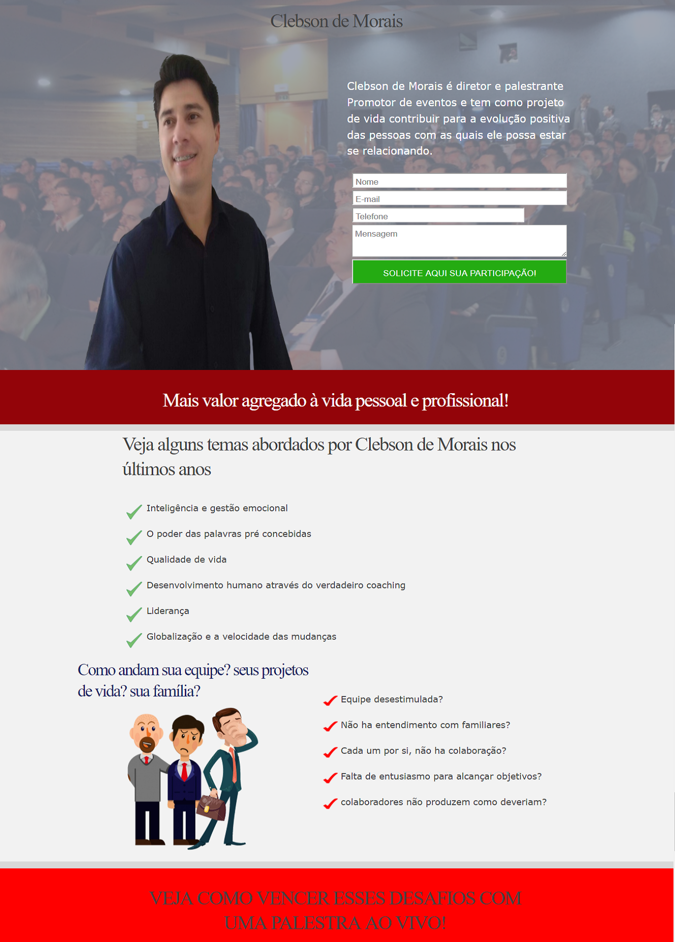 Template de site para palestrante layout para coaching